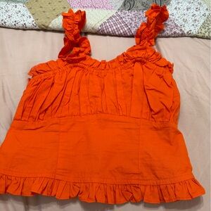 Lush Vibrant Orange Ruffled Camisole